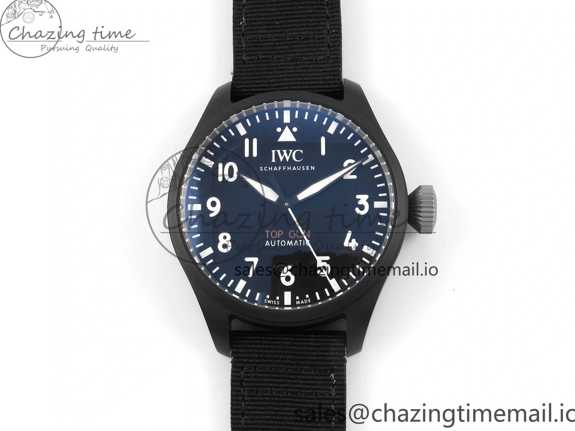 MIROTIME 1229 Durable Pilot Top Gun IW326901 M+F 1:1 Best Edition Black Dial on Black Nylon Strap MY 7003
